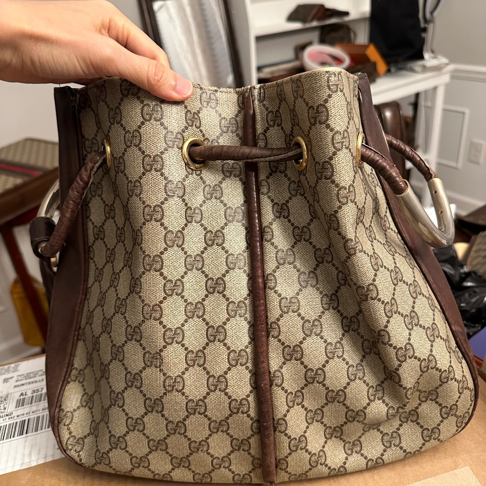 Gucci Monogram Canvas Bucket Bag